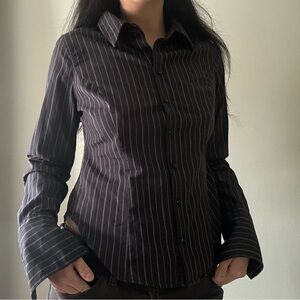 Urban Outfitters black pinstripe button up shirt
